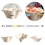 Flower Shape Disposable Paper Pulp Bowl Food Grade