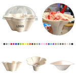 Flower Shape Disposable Paper Pulp Bowl Food Grade