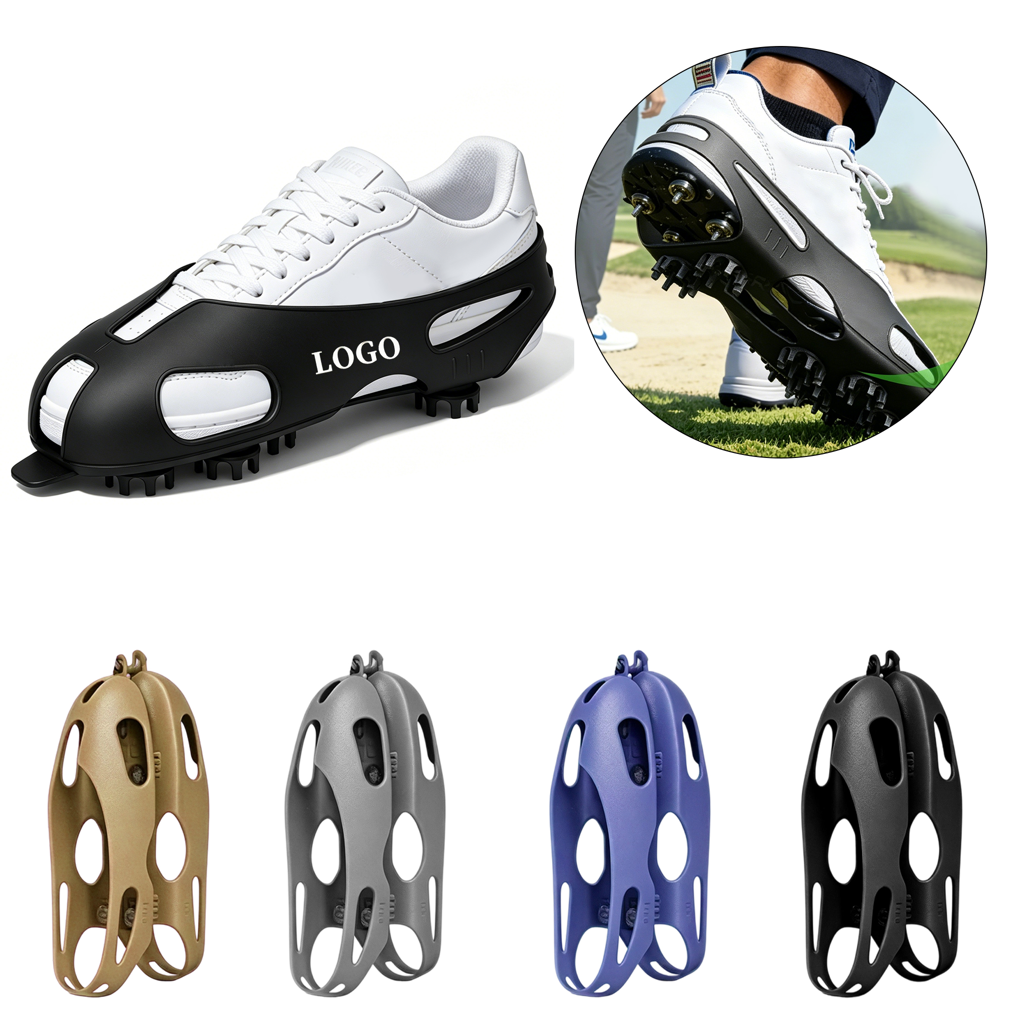 47878 Silicone Shoe Traction Cleats with Carabiner - Image 1
