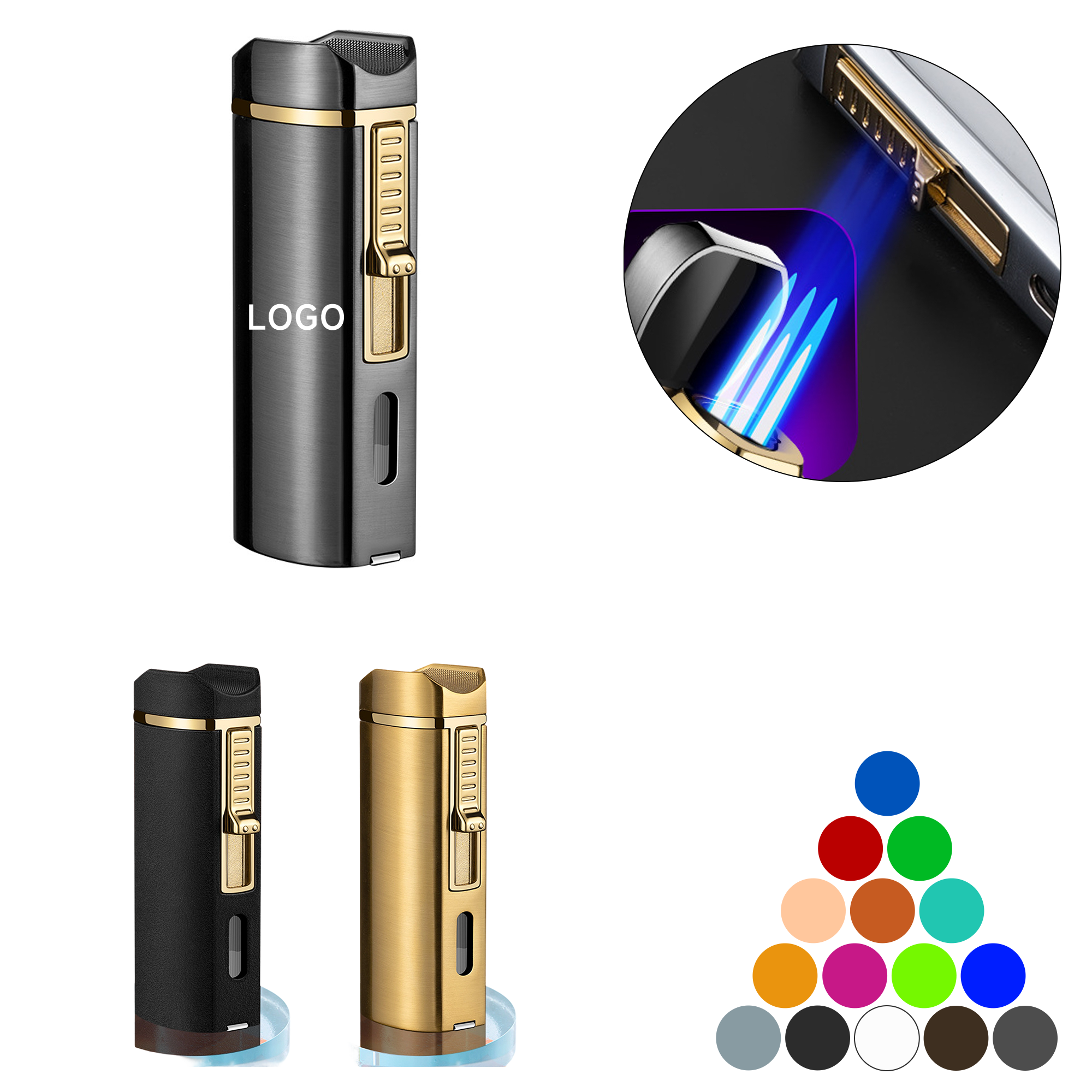 48789 Blue Flame Cigar Knife Lighter - Image 1
