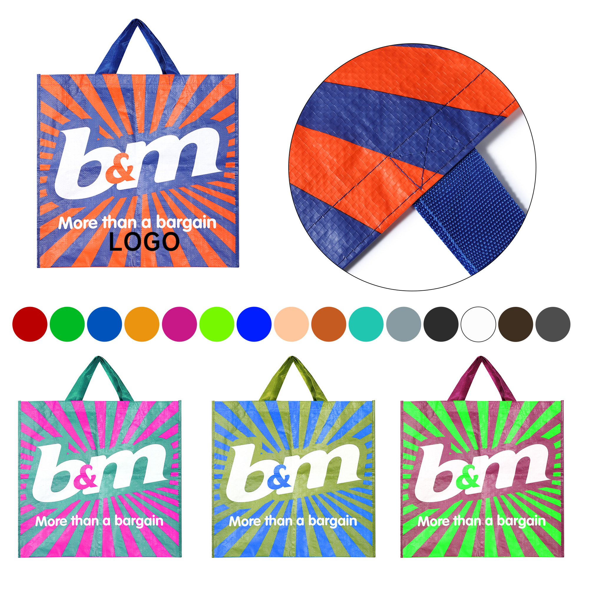 5454 Custom Full Color Large Non-Woven Laminated Tote Bag - Image 1