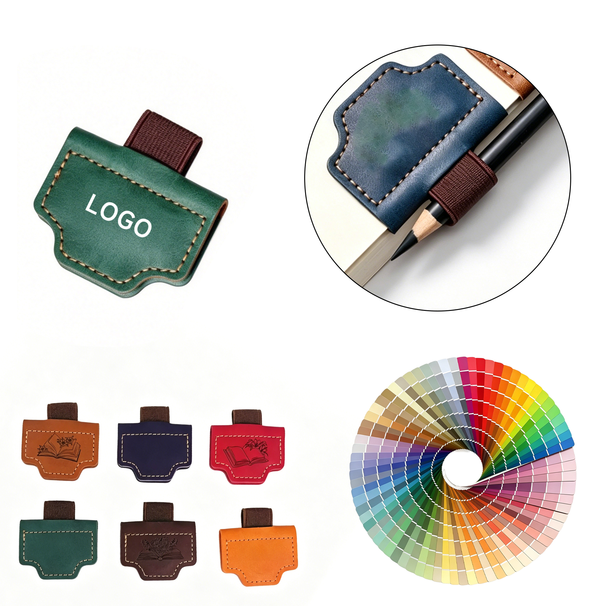89 Magnetic Leather Bookmark Pen Holder - Image 1
