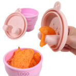View with Logo  Download Collapsible Silicone Snack Bowl Foldable Flip Lid - Image 2