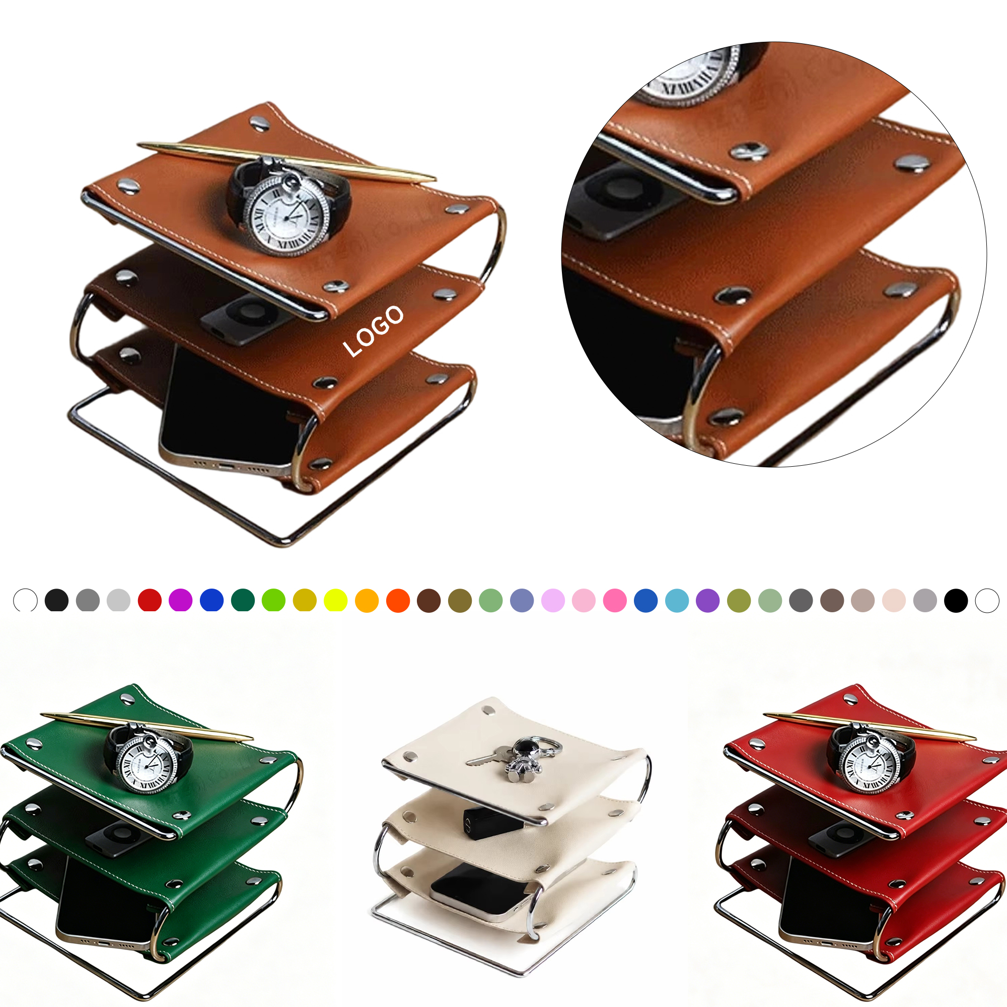 单 Leather 3 Tier Desk Organizer - Image 1