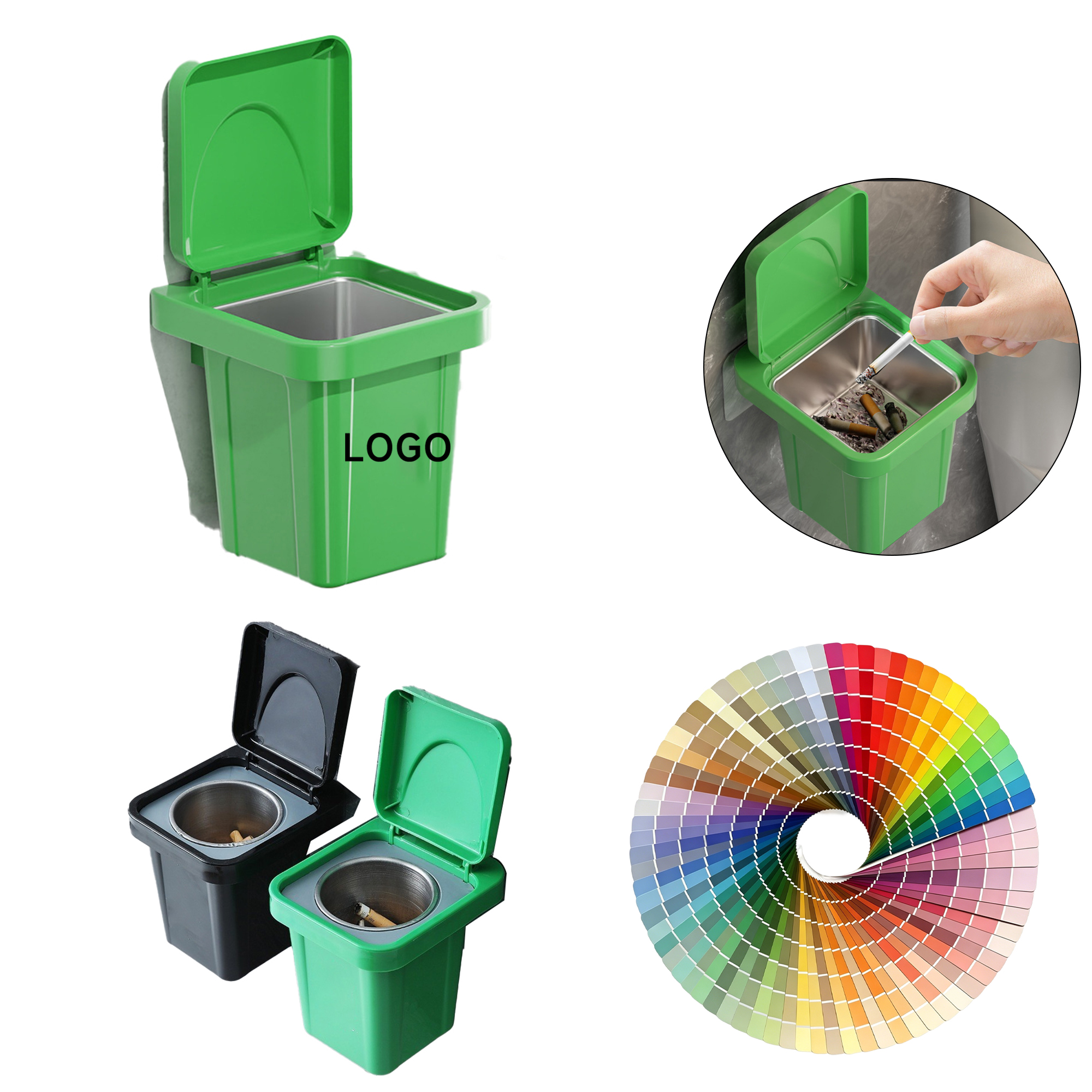 未标题-1 Wall-mounted trash can with creative ashtray function - Image 1