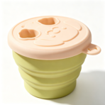 View with Logo  Download Collapsible Silicone Snack Bowl Foldable Flip Lid - Image 4